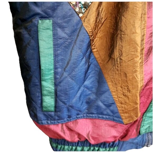 Active Stuff Vtg MultiColor Nylon Windbreaker Jacket Sz M Colorblock Patchwork - Picture 3 of 8